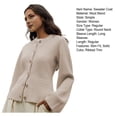thumbnail image 7 of Women Sweater Coat Round Neck Long Sleeve Single Breasted Knitting Tops Solid Color Slim Fit Ribbed Trim Knitwear with Pockets, 7 of 7