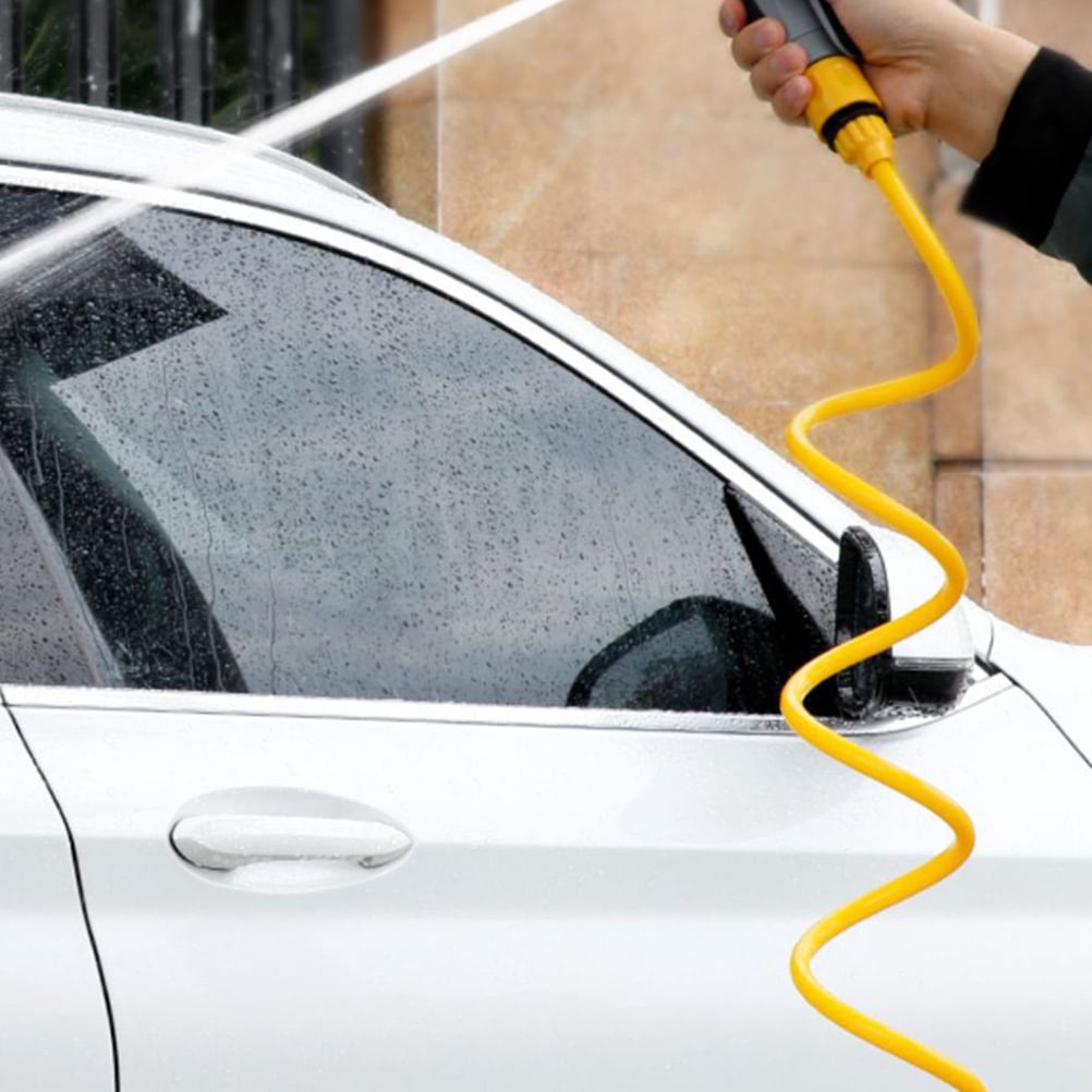 OUNONA Watering Nozzle For Garden Hose Telescopic Hose Yellow EVA High Pressure Resistance Car Washing 1Pack