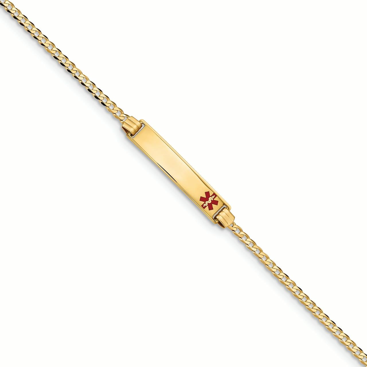 Bracelet Medical 14K Yellow Gold Curb Link 5.5 MM Engravable ID Medical Alert Bracelet, 7