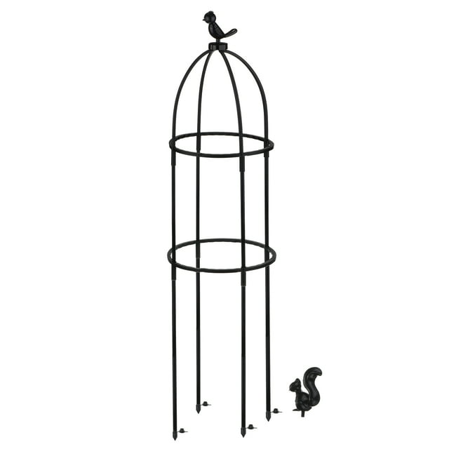 Unique Bargains Plastic Plant Support Cage Bird Shape Climbing Trellis Black