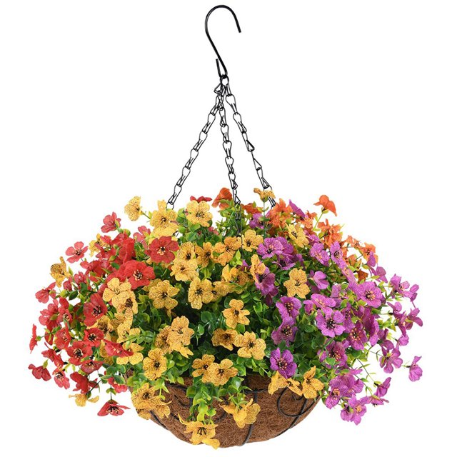 Ounissouiy No tóxico para gatos y perros, flores colgantes artificiales para amantes, apto para mascotas e hipoalergénico. Flores artificiales Colores variados 45cm