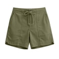 thumbnail image 5 of Women's Solid Lightweight Drawstring Casual High Waist Hiking Shorts Summer Workout Shorts With Pockets, Polyester | UKHCCC,Green S, 5 of 9
