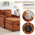 thumbnail image 6 of Muumblus Accent Chair with Storage Ottoman & Side Table, Cozy Lounge Chair with USB, Modern Single Sofa Armchair for Living Room, Orange Corduroy, 6 of 11
