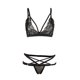 thumbnail image 4 of VISgogo Conjunto de lencería de mujer de 2 piezas, sujetador de tiras sin mangas con cuello en V de encaje transparente + traje de espalda en T con correas cruzadas para niñas, negro VISgogo moda, 4 of 9