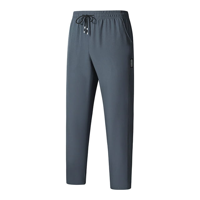 HomeGardon Mens Athletic Sweatpants with Pockets Ice Silk Breathable Summer Casual Fashion Solid Color Drawstring Tapered Jogging Pants Elastic Waist,Sizes XS-2XL