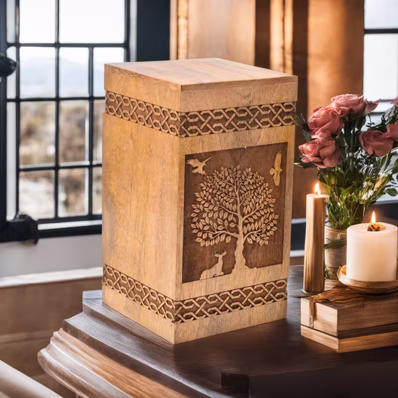 thumbnail image 5 of Beautiful Urn for human ashes wooden urn for burial of your loved one The Tree of life personalized urns box customise ashes box, 5 of 5