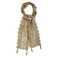 thumbnail image 6 of Beige Multi Pattern Lace Scarf With Tassel Fringe, 6 of 6