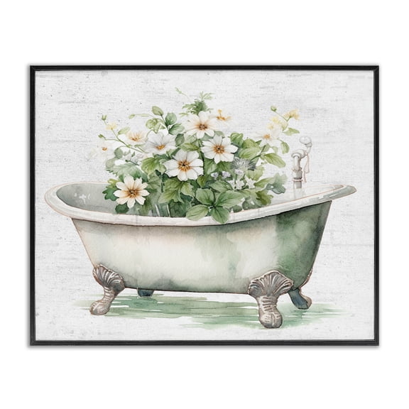 Boho Tub with Daisies Black Framed Giclee Art, design by Lettered and Lined