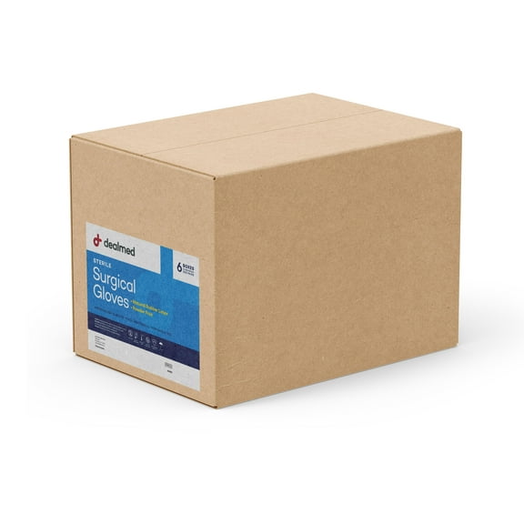 Dealmed Latex Gloves, Sterile, Individually Wrapped, Multi-Layer, Size 8, (300 Pairs/Case)