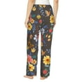 thumbnail image 3 of Xecao Colorful Flowers with Butterfly Women's Straight Lounge Pajama Pants: The Epitome of Relaxed Sleepwear, 3 of 9