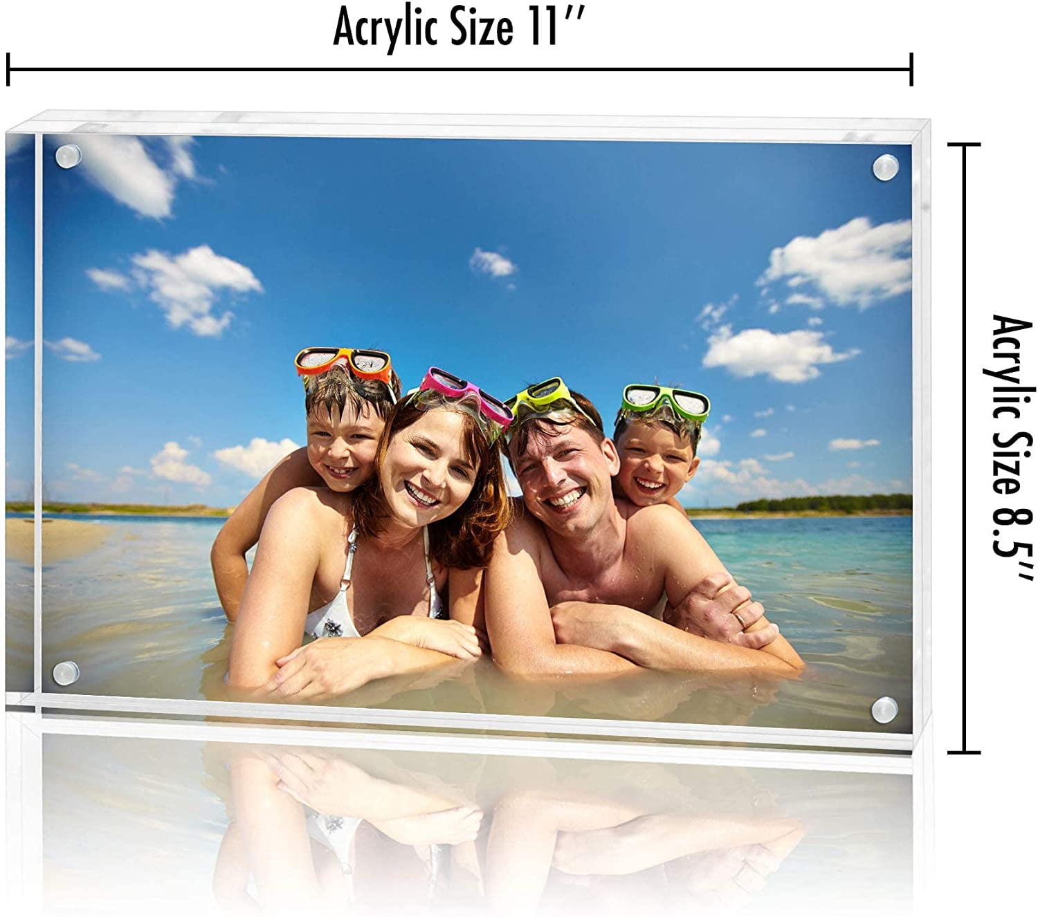 Americanflat 8.5x11 Acrylic Picture Frame - Scratch Resistant with Magnetic Corners & Freestanding for Tabletop, clear (ACR8511)