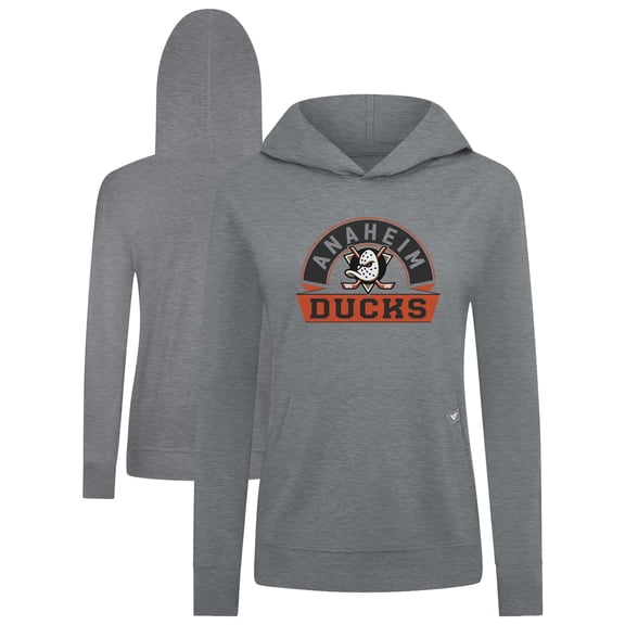Women's Levelwear Gray Anaheim Ducks Relay Banner Arch Pullover Hoodie
