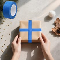 Feltree Christmas Gift Wrapping Tape Wide 0.6 Inch 43 Feet Strong Adhesive Hand-Tearable for DIY Crafts and Holiday Decor