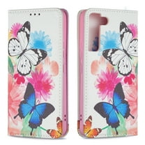 Case for Galaxy S22 5G Cover 2022, Allytech Shockproof Flip Folio PU Leather [Book Stand Feature][Card Slots Holder][Anti Scratch] TPU Bumper Case for Samsung Galaxy S22, Butterfly Floral