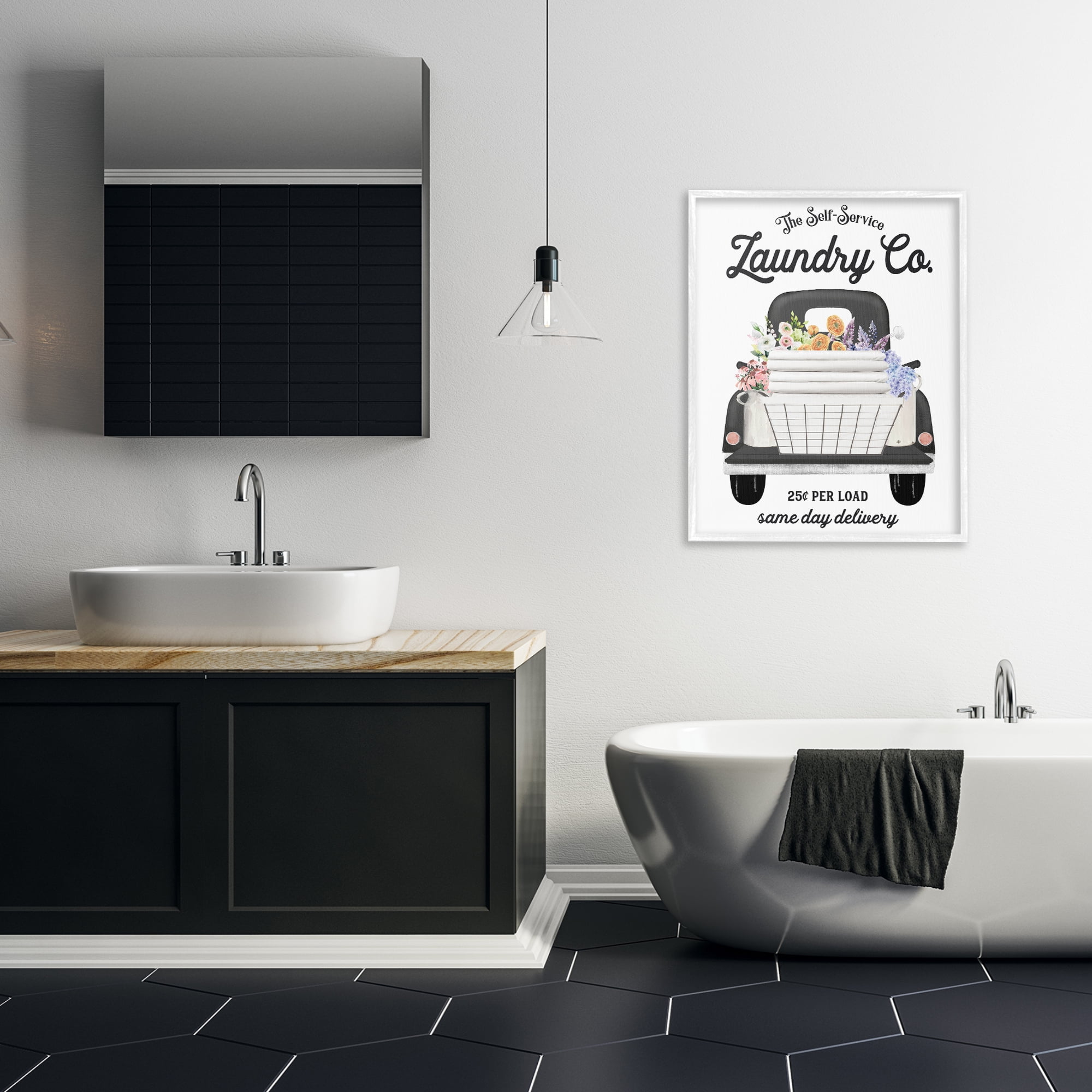 Laundry Service Truck White Framed Giclee Art, design by Lettered and Lined