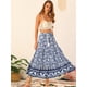 thumbnail image 4 of Falda floral Allegra K Boho con Borlas Cintura elástica Casual Maxi Faldas Azul XL, 4 of 5