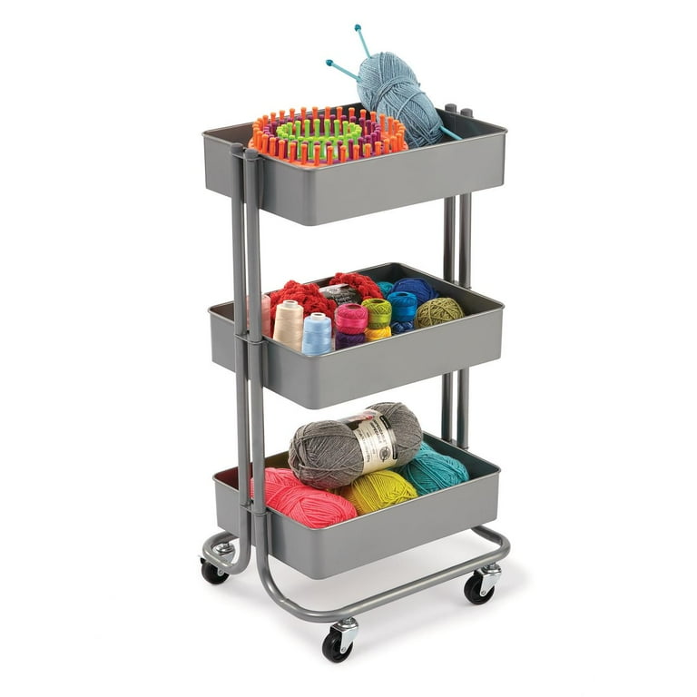 Lexington Gray 3-Tier Metal Rolling Cart by Simply Tidy - Multi