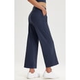 thumbnail image 3 of Pantalones de vestir de pierna ancha Libin para mujer, cintura alta, color azul marino, 3 of 8