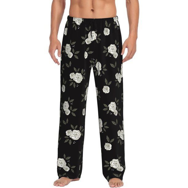 Balery Rose Flowers Pantalones de pijama para hombre, pijama ultraligero, pantalón de descanso-Small