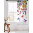 thumbnail image 3 of Sheer Curtains 72 Inches Long, Spring Floral Semi Sheer Curtains Light Filtering Window Treatment, Farmhouse Flowers Butterfly Watercolor Privacy Voile Drapes for Living Room Bedroom 52x72 Inch, 3 of 7
