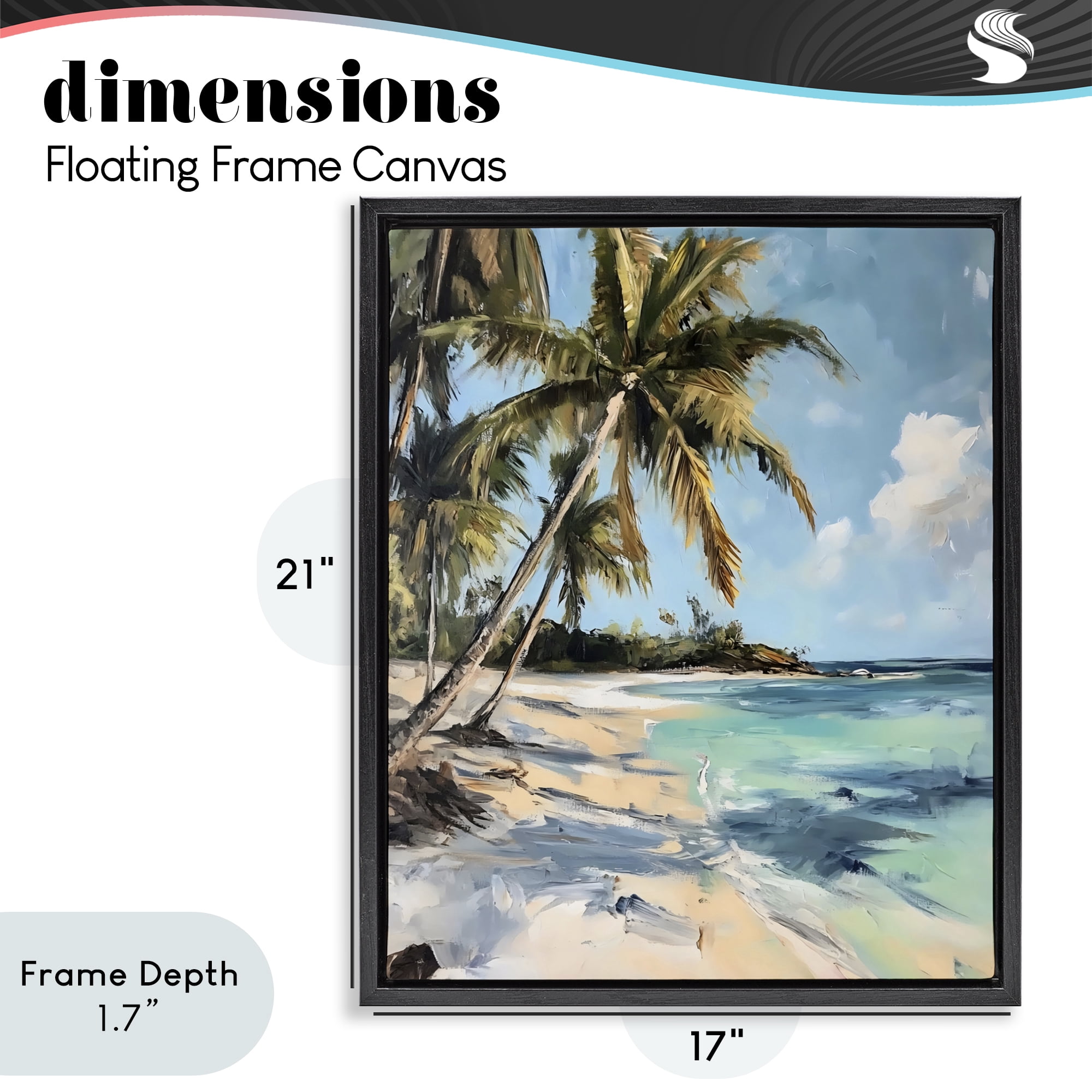 Stupell Industries Tropical Coastline Palm Frond Shadows Black Framed Floater Canvas Wall Art, design by Franklyn Gregory