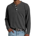 thumbnail image 2 of Mens Crew Neck Henley Shirts Corduroy Long Sleeve Shirts for Men Casual Pullover Tops, 2 of 4