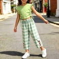 thumbnail image 4 of Enjoytime Girls Summer Outfits Ruffle Sleeveless Drawstring Side Tank Tops Plaid Pants 2 Piece Toddler Clothes, 4 of 6