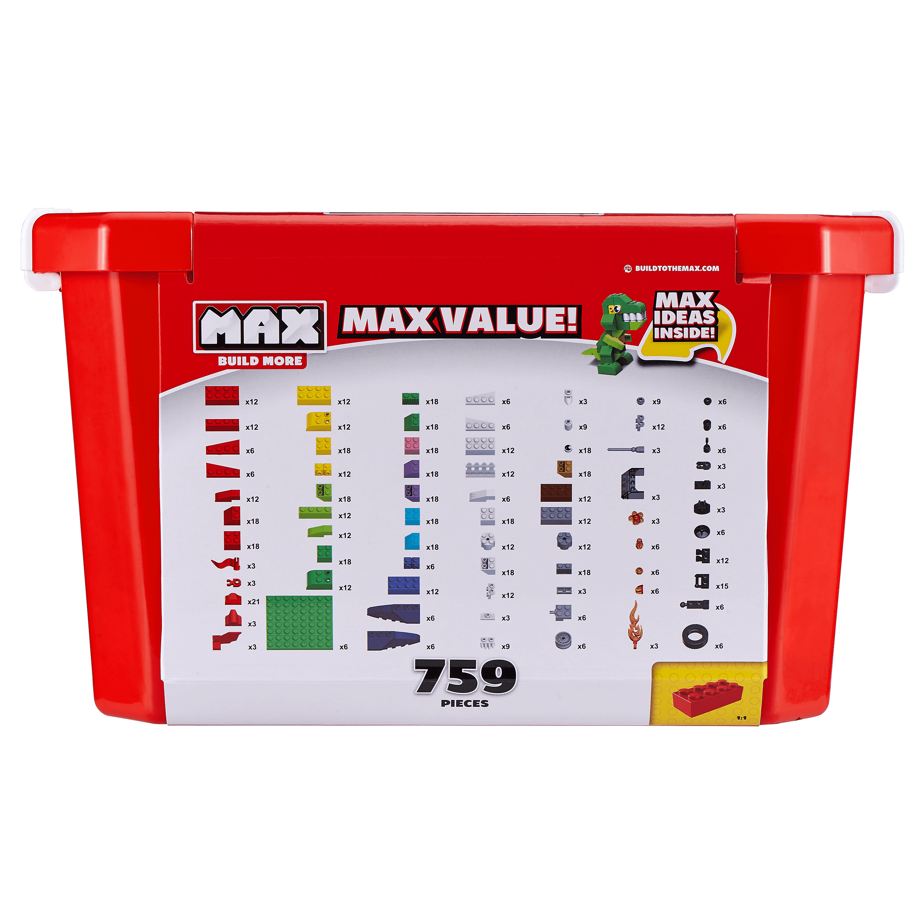 MAX Build More Building Bricks Value Set 759 Pieces Storage Tote SALE PRICE 