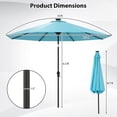 thumbnail image 3 of Costway 10 FT Solar Patio Umbrella with 96 LED Lights 35° Adjustable Tilt Vented Top Turquoise, 3 of 10