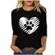 thumbnail image 1 of Tops de Cuello Redondo para las Mujeres Moda Impresa 3/4 Mangas Blusa Casual Top, Estante de Imitación, 1 of 5