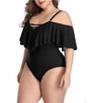 thumbnail image 4 of Trajes de baño de una pieza con hombros descubiertos de talla grande para mujer Trajes de baño con control de barriga Trajes de baño Xemadio HMHZ262-17, 4 of 7