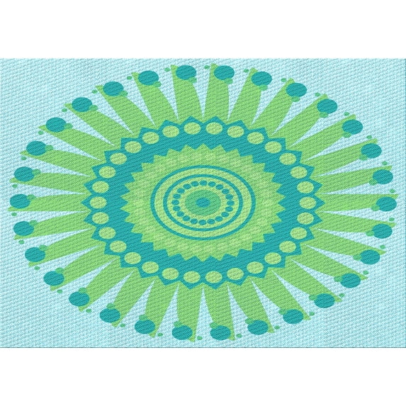 Ahgly Company Indoor Rectangle Patterned Dragon Green Area Rugs, 6' x 9'