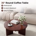 thumbnail image 3 of Noodeniya 35" Round Coffee Tables, Accent Tea Tables for Living Room, Burgundy, 3 of 6