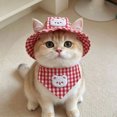 thumbnail image 3 of Small Pet Cat Costume Set, Cat Hat & Pet Triangular Scarf, Cat Outfit & Cat Clothes for 4-9 lb Pets, Birthday & Halloween, Red, 3 of 7