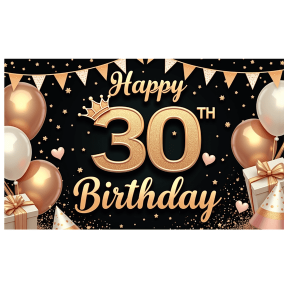 Elegant Design Happy Birthday Banner Golden Balloons Milestone Birthday Party Decoration Party Backdrop Balloon Celebration Banner for Birthday Party Event Decoration Celebration