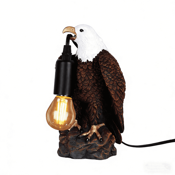 Hand-Carved Resin EagleTable Lamp,- Artistic Small Desk Lamp with E12 Bulb for Bedroom, Living Room, Cafe,Office Home Decor 7.9"