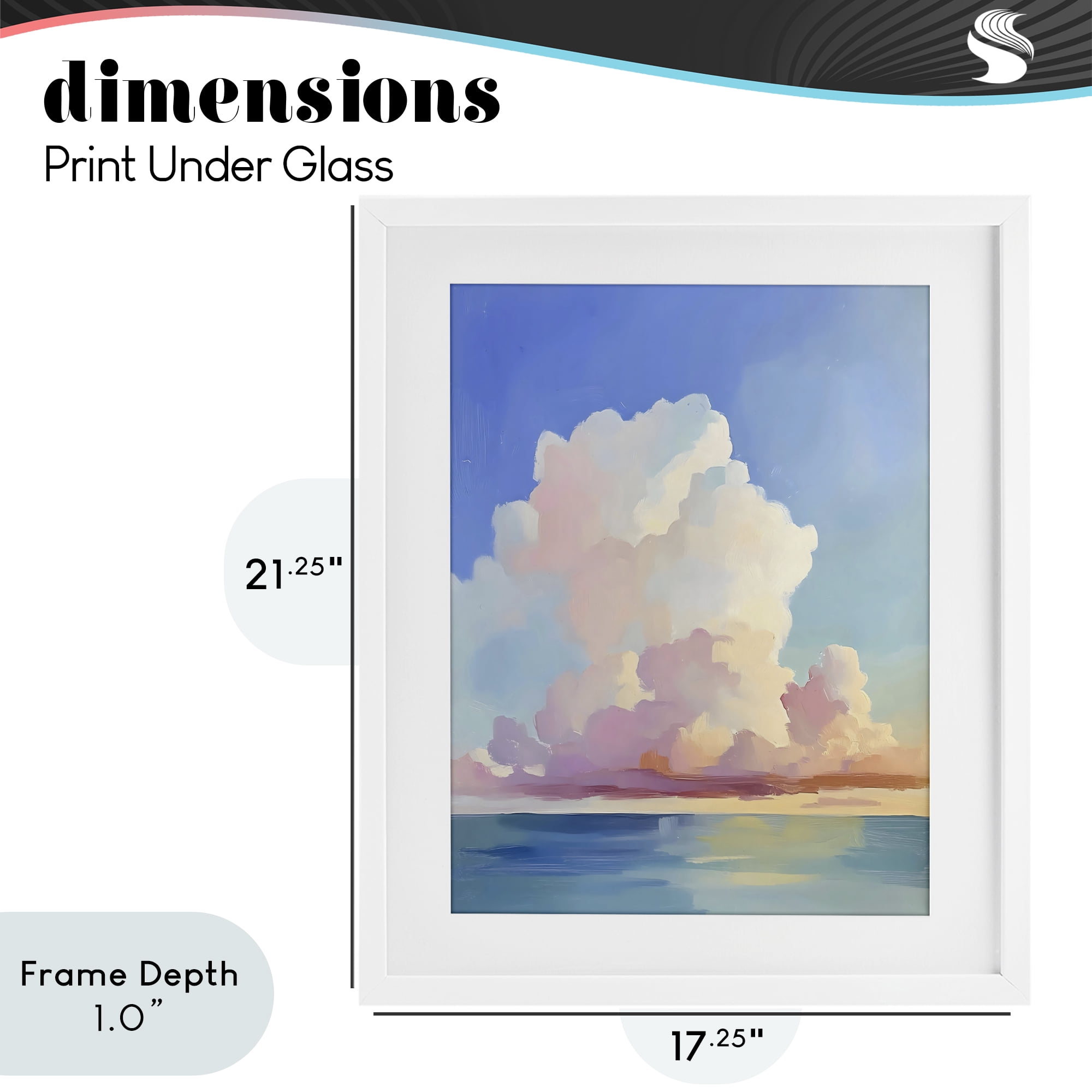 Stupell Industries Dreamy Pastel Clouds over Sea White Framed Print Under Glass, design by The Prints Vibe