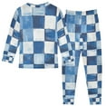 thumbnail image 2 of FORMRS Long Sleeve Top and Pants Pajama Set for Niños 2-Piece Sleepwear, Sizes 18M-8Y, Blue and Gray Plaid Pattern, 2 of 6