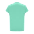thumbnail image 7 of Craaazy Women's Relaxed Fit Crew Neck Blouse, Solid Color Short Sleeve Pleated Top, Loose Comfy Casual Tee for Spring & Summer Gifts, 7 of 7