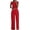 Red, variant on HXWCHs Women's Denim Jumpsuit, Elegant Women's Sleeveless Jumpsuit with Ruffle and Lace Featuring Straight Leg Trousers XL White
