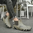 thumbnail image 6 of Men's Casual Leather Boots Slip On Walking Mid Top Non-Slip Driving Shoes Handmade Stitch Comfortable Lightweight Green 8.5 US, 6 of 7