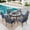 Black & Blue, variant on SUMMIT LIVING 7-Piece Outdoor Patio Dining Set with 6 Cushioned Chairs & Metal Round Table with Umbrella Hole, Black & Red
