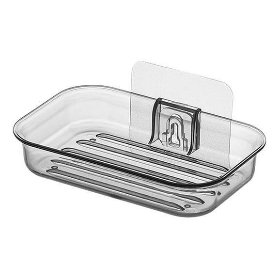 Easy Installation Soap Holder Kitchen Wall Mount Dish No Drill Modern Clear Drain Bathroom Shampoo Bar ShowerContainer C