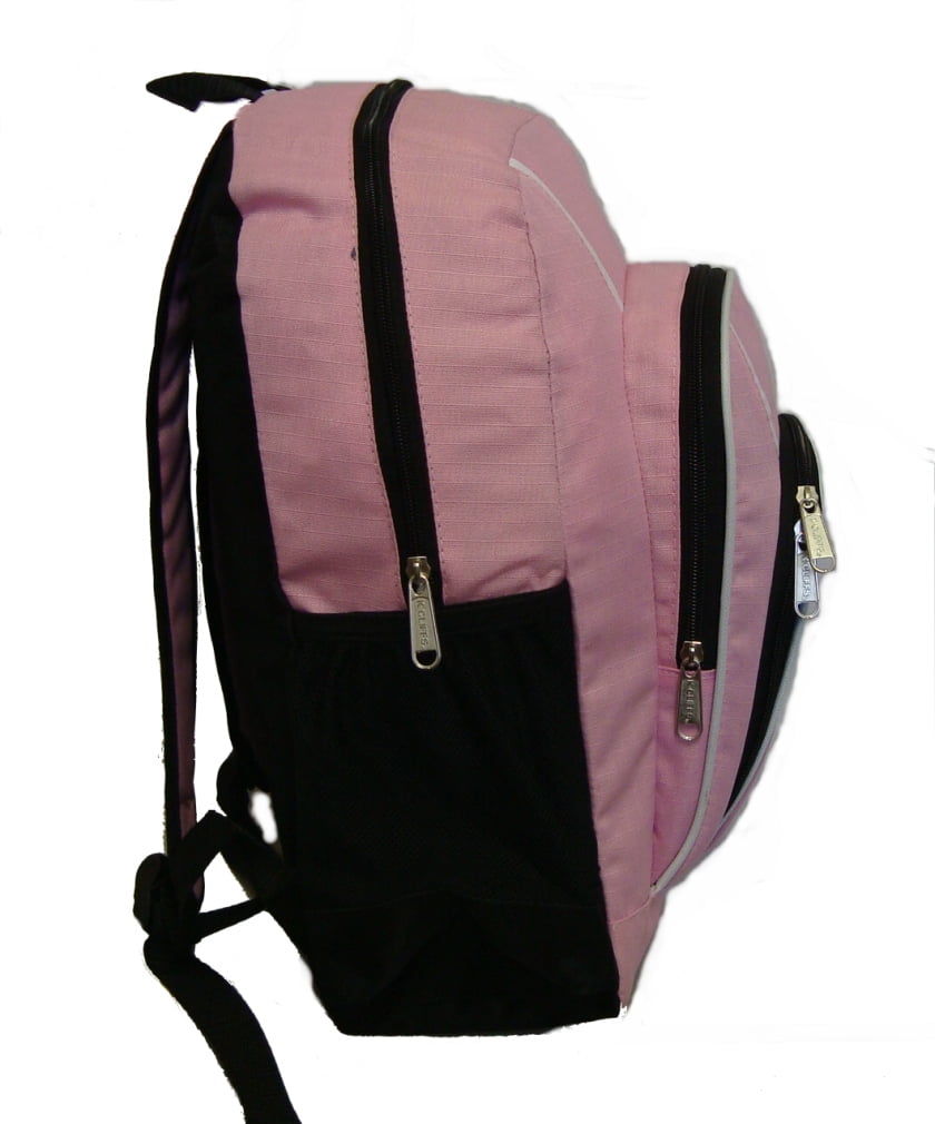 K-Cliffs Unisex 16 Rip-Stop Multi Pocket Backpack School Bag Pink, Polyester