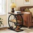 thumbnail image 7 of Tribesigns End Table, Wood Side Table with Black Metal Frames, Narrow End Table with 3 Storage Shelves for Living Room, 7 of 7