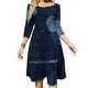 thumbnail image 1 of Vestido con vuelo lunar Vestido de cuello cuadrado Vestido elegante de moda femenina Vestido estampado Luna azul Ciclo lunar Luna azul índigo oscuro, 1 of 6