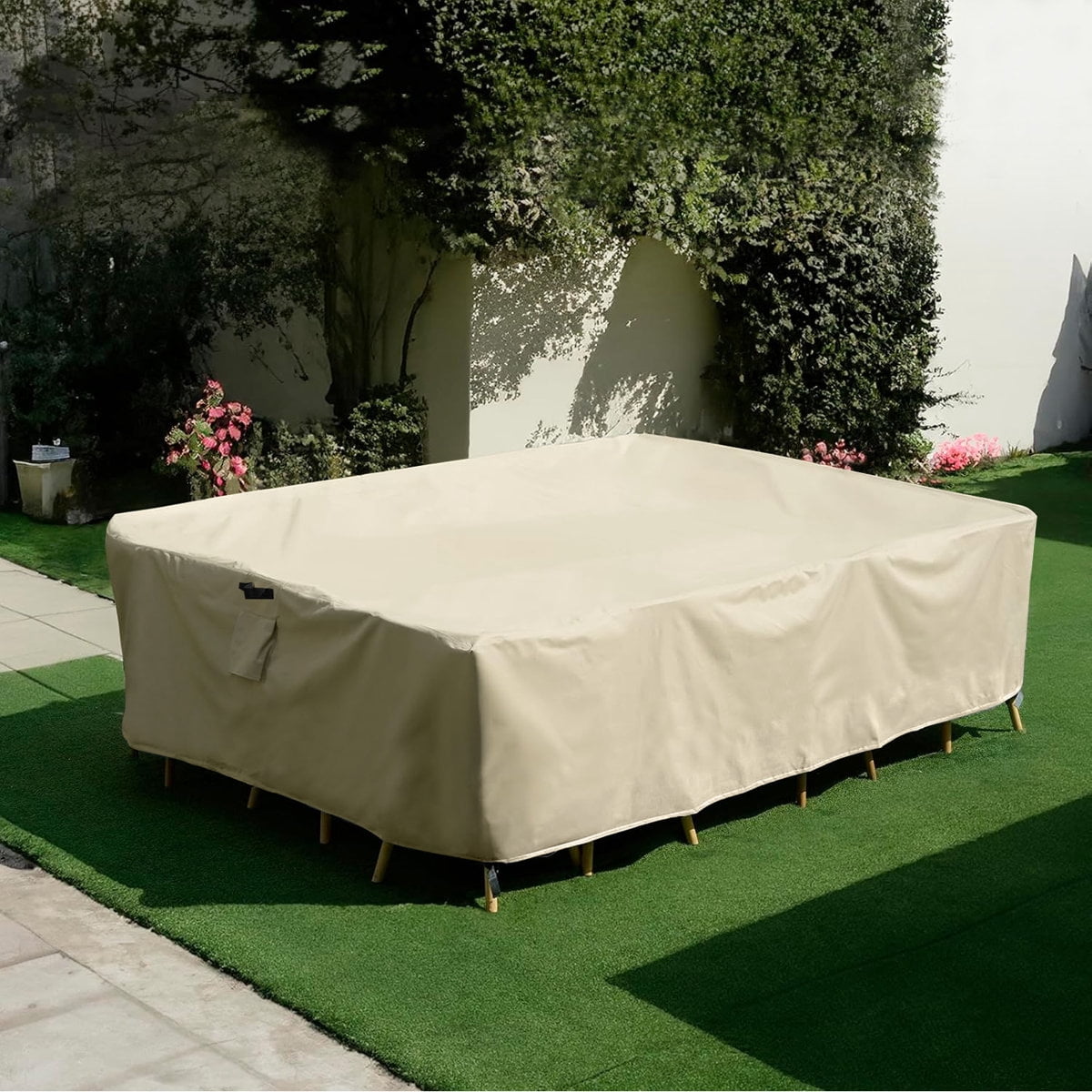 Heavy-duty Patio Furniture Covers,Waterproof Outdoor Couch Sectional Sofa Set Cover,Anti-UV Couch Cover with Beige