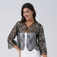 thumbnail image 3 of TiaoBug Women Vintage Hollow Lace Bolero Cardigan Sequins Cape Evening Party Dress Shrug Cover Up Silver One Size, 3 of 7