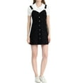 thumbnail image 2 of Allegra K Women's Adjustable Strap Above Knee Button Down Overall Dress with Pockets, 2 of 5