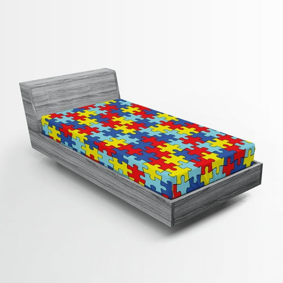 Ambesonne Cartoon Fitted Sheet, Colorful Game Pieces, Twin Size, Multicolor